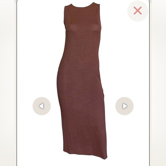 Anine Bing Savannah knit crew neck sleeveless midi dress terracotta waffle new - Picture 9 of 13